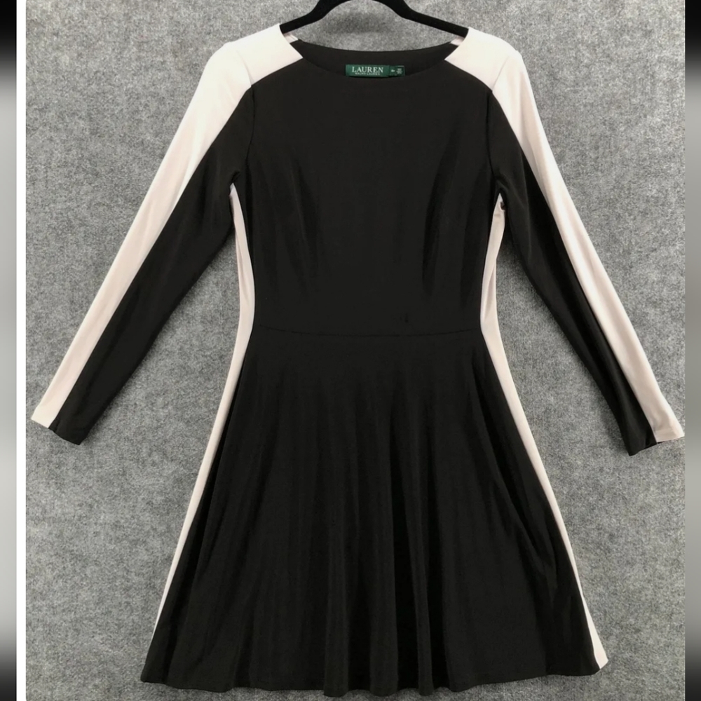 New Ralph Lauren 👗 dress! Fit n Flare size 16 Black & Ivory